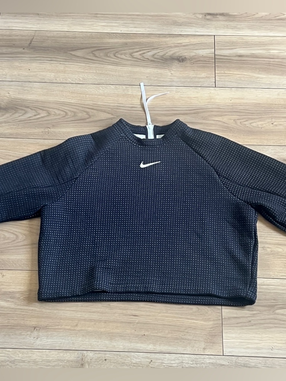 Nike Black Cropped Sweatshirt with White Swoosh